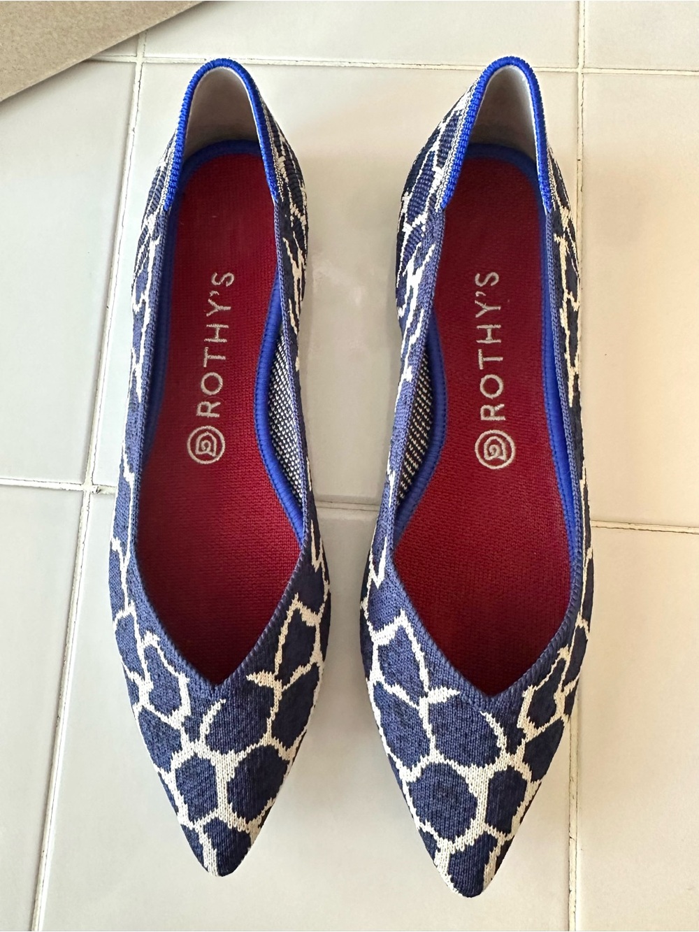 Rothy’s The Point Indigo Giraffe Flats Size 10 Limited Edition Blue - Picture 4 of 8